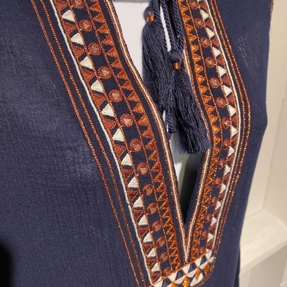 NEW J. Crew Blouse Tank Aztec XS Cotton Blouse Top Navy Southwest Vibe - Picture 5 of 15